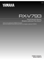 Yamaha RXV-793 - Owners Manual 